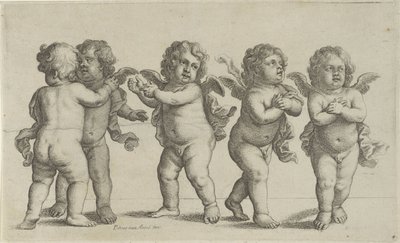 Pět cherubínů Paedopaegnion (název série) od Wenceslaus Hollar