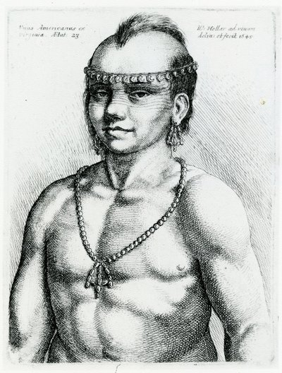 Virginský Indián, 1645 od Wenceslaus Hollar
