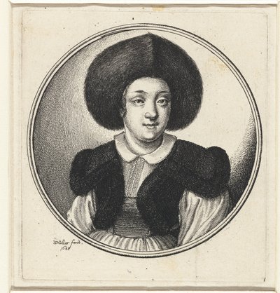 Žena s kožešinovou čepicí Ženské poprsí v kulatých rámech (název série) od Wenceslaus Hollar