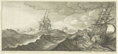Válečná loď v korytě vlny od Wenceslaus Hollar