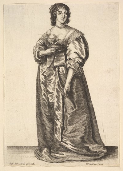 Celovečerní dáma podle Anthonyho van Dycka, 1625-77. od Wenceslaus Hollar