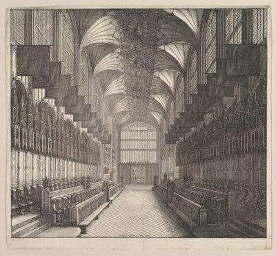 Hrad Windsor, kaple sv. Jiří, sbor, 1663. od Wenceslaus Hollar