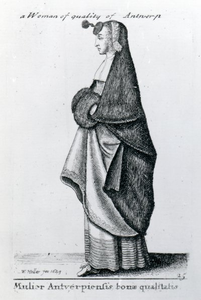 Žena kvality z Antverp, 1643 od Wenceslaus Hollar