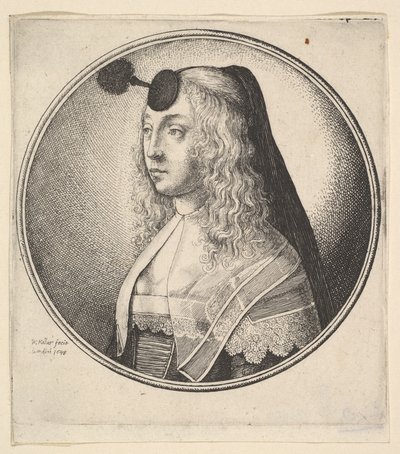 Žena s houpetou na čele otočená doleva, 1643. od Wenceslaus Hollar