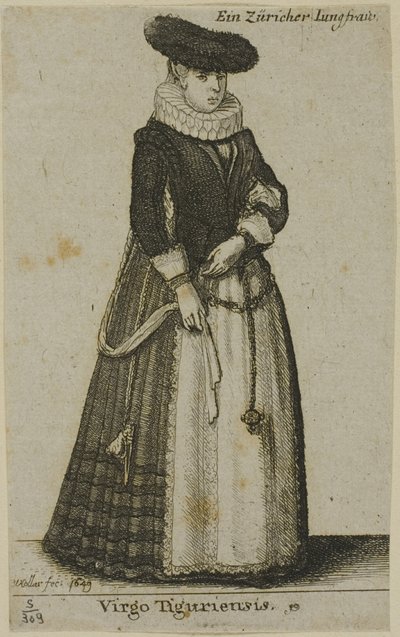 Mladá žena z Curychu od Wenceslaus Hollar