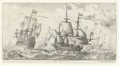 námořní bitva Mořské krajiny (název série) od Wenceslaus Hollar