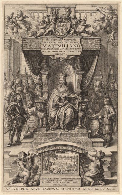 Titulní strana k "Filozofie vesmíru" od Wenceslaus Hollar after Abraham van Diepenbeeck