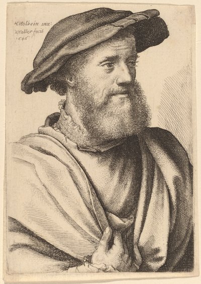Muž s vousy vypadá správně (Hans Holbein?) od Wenceslaus Hollar after Hans Holbein the Younger