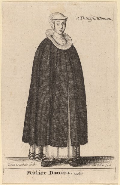 Dánská žena od Wenceslaus Hollar after Hendrik J. van Craenhals