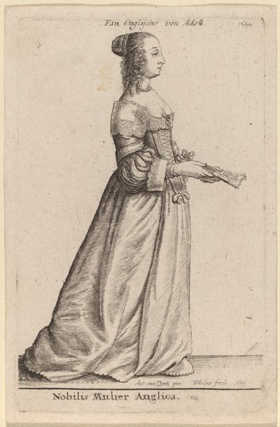 Ušlechtilá Angličanka od Wenceslaus Hollar after Sir Anthony van Dyck