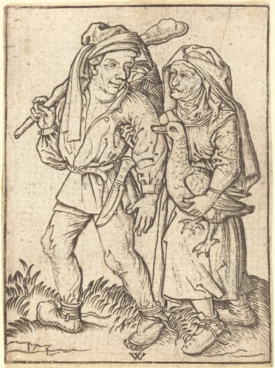 Farmář a manželka s husou od Wenzel von Olmutz after Master of the Housebook
