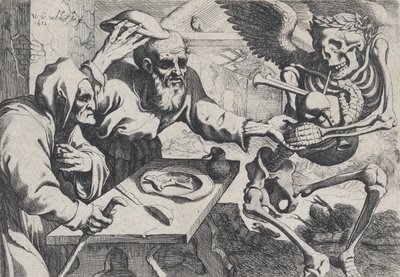 Starý pár a smrt s dudami, 1612. od Werner Jacobsz. van den Valckert