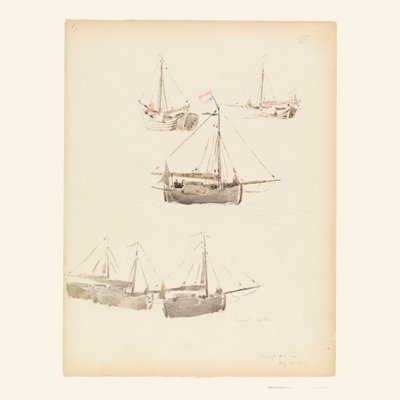 Kresba, holandské bárky, 20. srpna 1887 od Whitney Warren Jr.