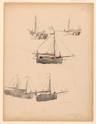 Kresba, holandské bárky, 20. srpna 1887 od Whitney Warren Jr.