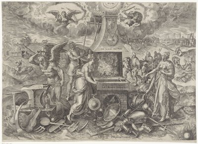 Síla míru, 1577 Die Cracht des Peys (název na objektu) Alegorie obnoveného období míru v Nizozemsku (název seriálu) od Wierix