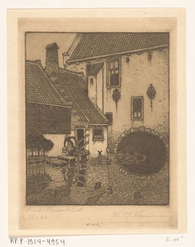 Zadní průčelí radnice v Oud-Beijerland Kanál ve Starém Bavorsku (původní název) od Wijnand Otto Jan Nieuwenkamp (signed by artist)