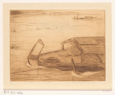 Kotvící loď v Kali Mas v Surabaya The River (původní název) od Wijnand Otto Jan Nieuwenkamp (signed by artist)
