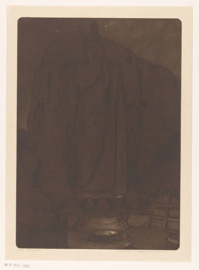 Beeld van de boeddha Avukana bij Kekirawa na Srí Lance Het gebed (původní název) od Wijnand Otto Jan Nieuwenkamp (signed by artist)