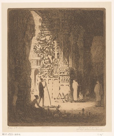 Vyřezávané sloupy v bazaru v Madurai Bazaar, Madura (původní název) od Wijnand Otto Jan Nieuwenkamp (signed by artist)