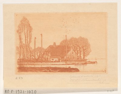 Dům na vodě v Oude Wetering De Oude Wetering (původní název) od Wijnand Otto Jan Nieuwenkamp (signed by artist)