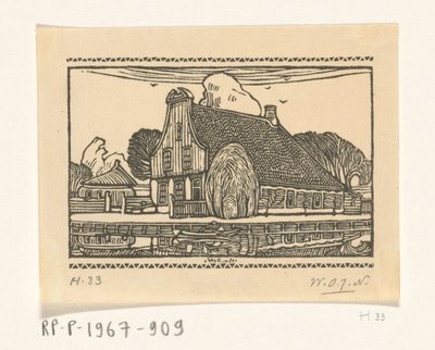 Dům s dřevěnou fasádou na kanálu v Edamu Dům v Edamu (původní název) od Wijnand Otto Jan Nieuwenkamp (signed by artist)