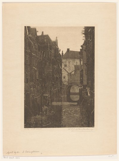 Domy na Voorstraatshaven v Dordrechtu Kanál v Dordrechtu (původní název) Dordrecht, šest leptů W.O.J. Nieuwenkamp a J.M. Degrees of Roggen (původní název série) od Wijnand Otto Jan Nieuwenkamp (signed by artist)