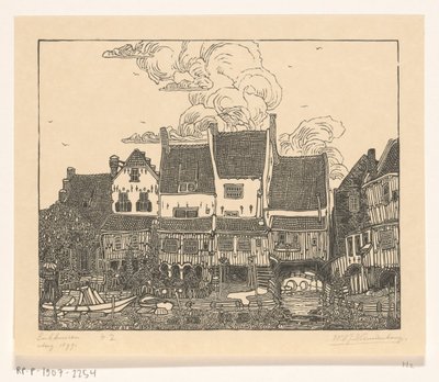 Domy v přístavu Enkhuizen Přístav v Enkhuizenu (původní název) od Wijnand Otto Jan Nieuwenkamp (signed by artist)