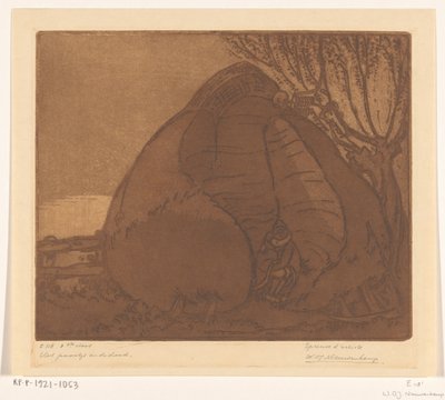 Muž a žena špehovaní Smrtí The Couple and Death (původní název) od Wijnand Otto Jan Nieuwenkamp (signed by artist)