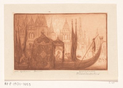 Výletní loď na Ganze v Benares Game sailing, Benares (původní název) od Wijnand Otto Jan Nieuwenkamp (signed by artist)
