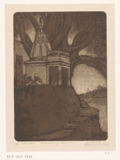 Chrám v Benares v noci Sunset, Benares (původní název) od Wijnand Otto Jan Nieuwenkamp (signed by artist)