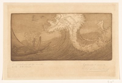 Rybáři na moři a smrt The Traveler and Death (původní název) Le Pecheur et la Mort (název na objektu) od Wijnand Otto Jan Nieuwenkamp (signed by artist)