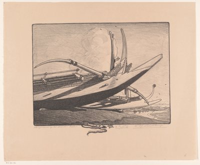 Okřídlená kánoe na pláži - Bali (původní název na objektu) od Wijnand Otto Jan Nieuwenkamp (signed by artist)