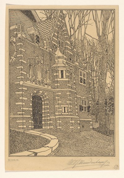 Jižní portál Velkého nebo svatého Mikuláše v Edamu od Wijnand Otto Jan Nieuwenkamp (signed by artist)