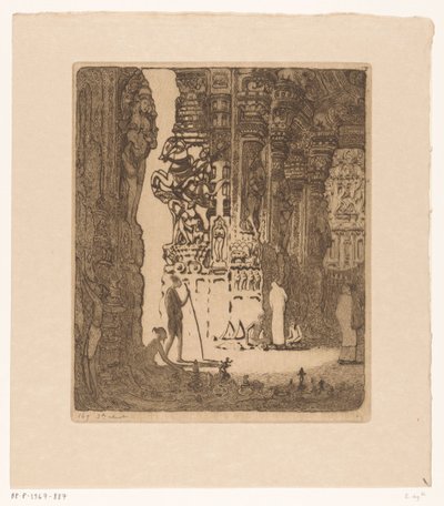 Vyřezávané sloupy v bazaru v Madurai Bazaar, Madura (původní název) od Wijnand Otto Jan Nieuwenkamp