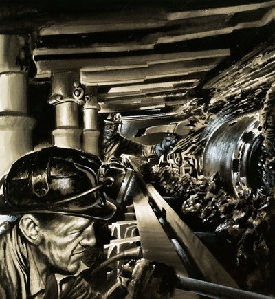 Těžba uhlí (kvaš na papíře) od Wilf (20th century) Hardy