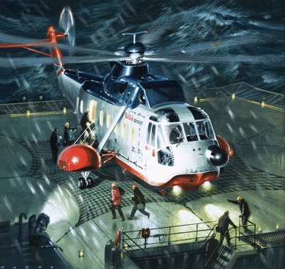 Nebezpeční muži z ropných polí. vrtulník S-61N společnosti British Airways od Wilf (20th century) Hardy