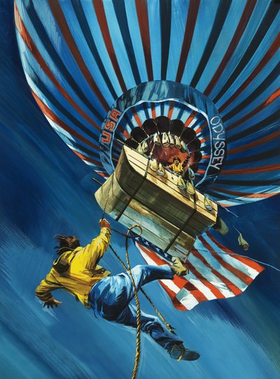 V srpnu 1975 se balon Odyssey pokusil překonat Atlantik. od Wilf (20th century) Hardy