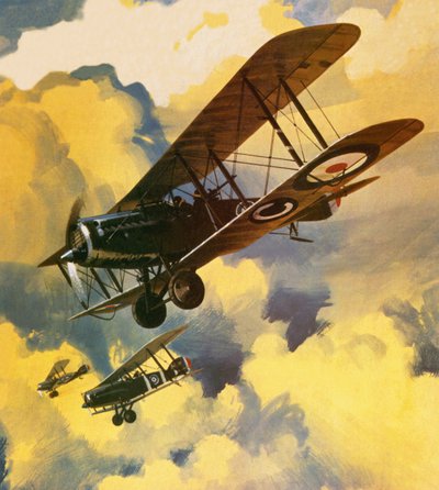 Muži Královského létajícího sboru vyrážejí do boje proti hrozbě německé plovoucí flotily od Wilf (20th century) Hardy