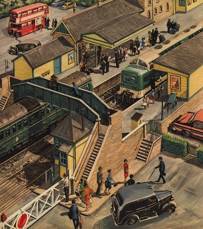 Železniční stanice, Anglie od Wilf (20th century) Hardy