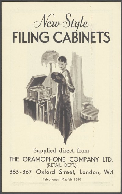 Kartotéky Gramophone Company, 20. léta 20. století od Wilfred Fryer, Curtis Advertising Agency