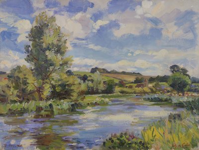 Sluncem zalitá říční krajina od Wilfred Gabriel de Glehn
