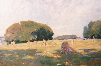 Kupky sena v poli od Wilfred Gabriel de Glehn