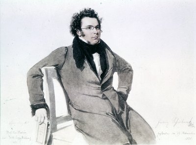 Franz Schubert (1797 - 1828), akvarel od Augusta Reidera od Wilhelm August Rieder