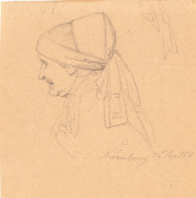Hlava staré ženy. Profil vlevo od Wilhelm Bendz