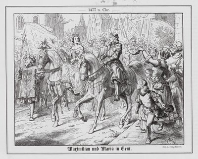 Arcivévoda Maxmilián Rakouský a Marie Burgundská v Gentu od Wilhelm Camphausen