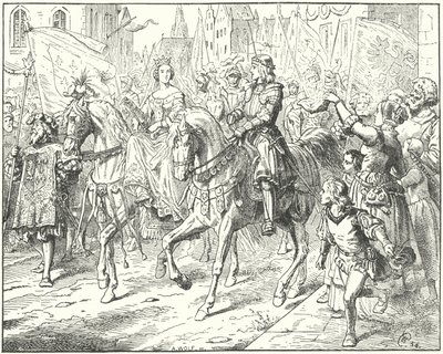 Arcivévoda Maxmilián, budoucí císař Svaté říše římské Maxmilián I., se svou nevěstou Marií Burgundskou v Gentu od Wilhelm Camphausen