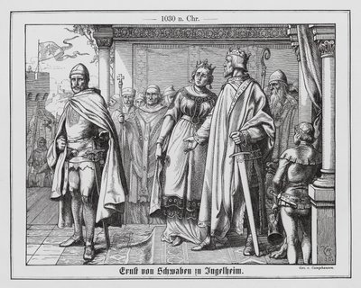 Ernest II., vévoda švábský, před císařem Svaté říše římské Konrádem II. v Ingelheimu v Německu od Wilhelm Camphausen