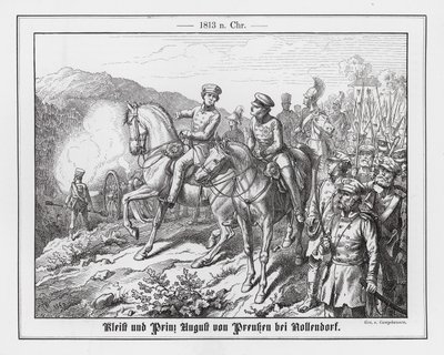 Polní maršál Kleist a pruský princ August u Nollendorfu, bitva u Lipska od Wilhelm Camphausen