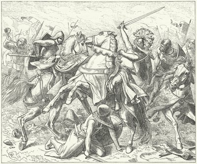 Rebelský vévoda Rudolf Švábský smrtelně zraněn v bitvě u Elsteru od Wilhelm Camphausen