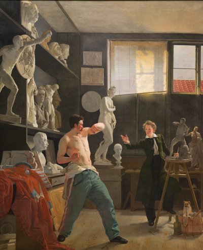 Sochař (Christen Christensen) ve svém ateliéru při práci ze života od Wilhelm Ferdinand Bendz